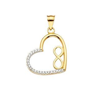 14KT Gold CZ Heart And Infinity Pendant